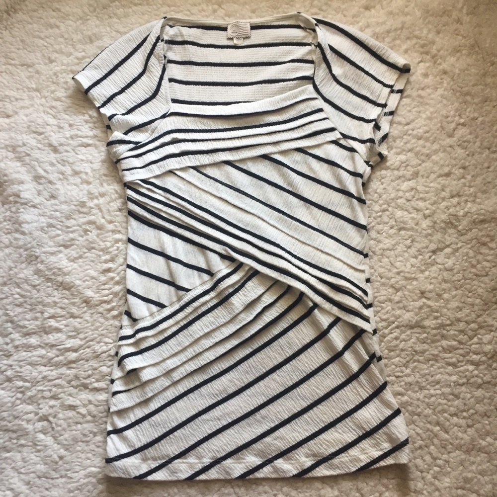 Anthropologie Postage Stamp Striped layered top